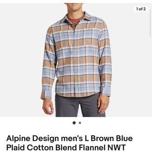 Men’s Brushed Flannel Button-Down, color Brown/Blue Retails for $40